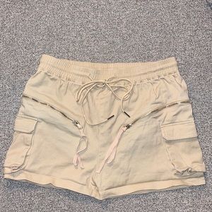 Fashion Nova Diagonal Zipper Shorts - Khaki